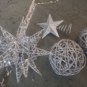 Large Sequin Glitter Star, Tree Topper and Ball Ornaments